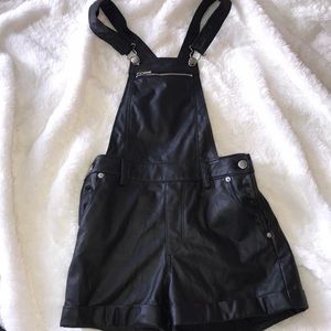 Bebe size 24 pant short overalls leather pleather
